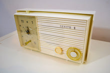 Load image into Gallery viewer, Pure White 1965 Zenith Model X174W AM Tube Clock Radio Works Great! - [product_type} - Zenith - Retro Radio Farm