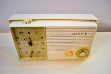 Load image into Gallery viewer, Pure White 1965 Zenith Model X174W AM Tube Clock Radio Works Great! - [product_type} - Zenith - Retro Radio Farm