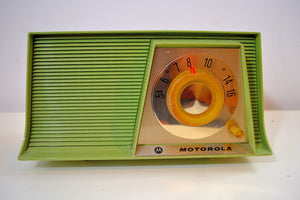 SOLD! - Aug 18, 2019 - Avocado Mid Century Vintage 1962 Motorola A10G62 Tube AM Radio Cool Model Rare Color! - [product_type} - Motorola - Retro Radio Farm