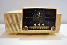 Load image into Gallery viewer, SOLD! - Aug 23, 2019 - Classic Pure White 1957 General Electric Model 912 Tube AM Clock Radio Solid Player Nice Looker! - [product_type} - General Electric - Retro Radio Farm