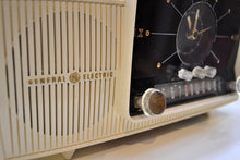 Load image into Gallery viewer, SOLD! - Aug 23, 2019 - Classic Pure White 1957 General Electric Model 912 Tube AM Clock Radio Solid Player Nice Looker! - [product_type} - General Electric - Retro Radio Farm