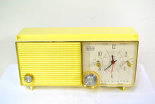 Load image into Gallery viewer, SOLD! - Sept. 9, 2018 - BLUETOOTH MP3 UPGRADE ADDED - Lemon Yellow Mid Century Antique Retro Vintage 1959 RCA Victor Model RFD19Z AM Tube Clock Radio Near Mint! - [product_type} - RCA Victor - Retro Radio Farm