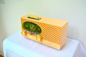 Lace Pink 1959 Admiral Y3354 Vintage Atomic Age Tube AM Radio Clock Sounds Great! - [product_type} - Admiral - Retro Radio Farm