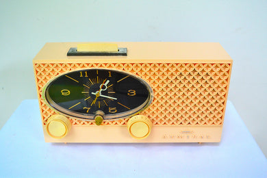 Lace Pink 1959 Admiral Y3354 Vintage Atomic Age Tube AM Radio Clock Sounds Great!