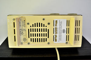 SOLD! - Sept 28, 2019 - Lucent White 1962 Bulova Model 180 Tube AM Clock Radio Sweet! - [product_type} - Bulova - Retro Radio Farm
