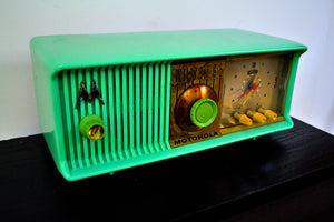 SOLD! - Sept. 18, 2019 - Surf Green 1957 Motorola Model 57CC Tube AM Clock Radio Sounds Great Looks Amazing! - [product_type} - Motorola - Retro Radio Farm
