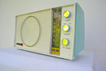 Load image into Gallery viewer, SOLD! - Aug 22, 2018 - BLUETOOTH MP3 UPGRADE ADDED - Turquoise and White Retro Jetsons Early 60s Olympic Model AFM-20 Tube AM FM Radio Totally Restored! - [product_type} - Olympic - Retro Radio Farm