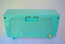 Load image into Gallery viewer, SOLD! - Aug 22, 2018 - BLUETOOTH MP3 UPGRADE ADDED - Turquoise and White Retro Jetsons Early 60s Olympic Model AFM-20 Tube AM FM Radio Totally Restored! - [product_type} - Olympic - Retro Radio Farm