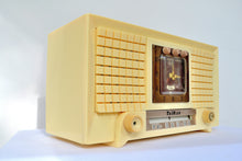 Load image into Gallery viewer, SOLD! - July 10, 2019 - 1956 TravLer 56C45 Tube AM Clock Radio in Ivory Cream With Rare Calendar Function! - [product_type} - Travler - Retro Radio Farm