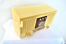 Load image into Gallery viewer, SOLD! - July 10, 2019 - 1956 TravLer 56C45 Tube AM Clock Radio in Ivory Cream With Rare Calendar Function! - [product_type} - Travler - Retro Radio Farm