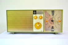 画像をギャラリービューアに読み込む, SOLD! - Dec. 6, 2018 - Eldorado Avocado Green 1962 Emerson Lifetimer II Model G1705 Tube AM Clock Radio - [product_type} - Emerson - Retro Radio Farm