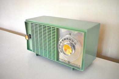 Bluetooth Ready To Go - Sea Green Turquoise 1959 General Electric T-129C AM Vacuum Tube Radio Works Great!