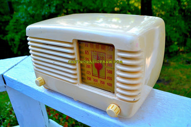 SOLD! - Dec 15, 2017 - BLUETOOTH MP3 Ready - ANTIQUE IVORY Vintage Deco Retro 1946 Philco Transitone 46-200 AM Bakelite Tube Radio Excellent Working Condition!