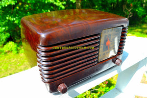 SOLD! - Sept 28, 2017 - BLUETOOTH MP3 Ready - BROWN MARBLED Swirly Vintage Deco Retro 1946 Philco Transitone 46-200 AM Bakelite Tube Radio Excellent Working Condition! - [product_type} - Philco - Retro Radio Farm
