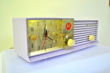 画像をギャラリービューアに読み込む, SOLD! - Oct 31, 2018 - Wisteria Lavender 1957 Motorola 57CD Tube AM Clock Radio Sweet! - [product_type} - Motorola - Retro Radio Farm