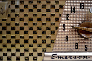 SOLD! - Dec. 14, 2019 - Ivory and Gold Retro Vintage 1955 Emerson Model 729B AM Tube Radio Totally Restored! - [product_type} - Emerson - Retro Radio Farm