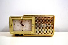Load image into Gallery viewer, SOLD! - Feb 5, 2020 - Palace Ivory and Gold 1959 Bulova Model 120 Tube AM Clock Radio Excellent Condition! - [product_type} - Bulova - Retro Radio Farm