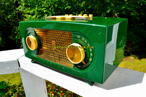 SOLD! - Dec 9, 2017 - JADE DRAGON GREEN Mid Century Vintage 1955 Zenith Model R512F AM Tube Radio Bells and Whistles! - [product_type} - Zenith - Retro Radio Farm