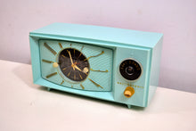 Load image into Gallery viewer, SOLD! - March 1, 2020 - Light Blue Turquoise 1959 Westinghouse Model 671T5 Vintage Tube AM Clock Radio Gorgeous and Sounds Great! - [product_type} - Westinghouse - Retro Radio Farm