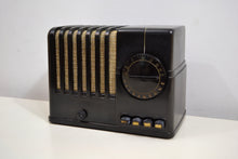 Load image into Gallery viewer, SOLD! - Jan 12, 2020 - Midnite Black Vintage Bakelite 1938 Silvertone Model 6102A AM Tube Radio Rare and Sounds Great! - [product_type} - Silvertone - Retro Radio Farm