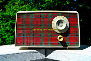 SOLD! - Oct 28, 2017 - SCOTTISH PLAID Mid Century Retro Vintage 1956 Westinghouse H-503T5B Tube AM Radio Rare and Kitchy! - [product_type} - Westinghouse - Retro Radio Farm