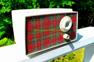SOLD! - Oct 28, 2017 - SCOTTISH PLAID Mid Century Retro Vintage 1956 Westinghouse H-503T5B Tube AM Radio Rare and Kitchy! - [product_type} - Westinghouse - Retro Radio Farm