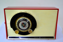 Load image into Gallery viewer, SOLD! - Sept 16, 2018 - - BLUETOOTH MP3 UPGRADE ADDED - Caliente Red and White 1957 General Electric 862 Tube AM Radio - [product_type} - General Electric - Retro Radio Farm