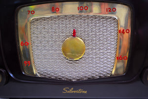 SOLD! - Sept 15, 2019 - Espresso Brown Retro Vintage 1952 Silvertone Model 5 AM Tube Radio Works Great! Popular Model Back in the Day! - [product_type} - Silvertone - Retro Radio Farm