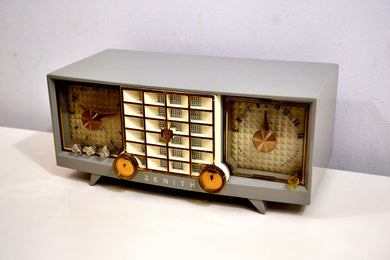 SOLD! - Sept 29, 2019 - Hull Grey 1955 Zenith Super Deluxe Model R623G AM Tube Radio Bells and Whistles!