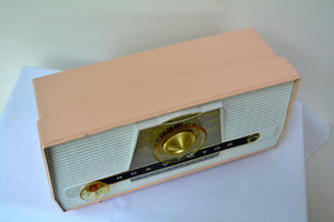 SOLD! - Dec 1, 2018 - Pink and White Vintage 1957 RCA C-4FE AM Tube Radio Totally Restored! - [product_type} - RCA Victor - Retro Radio Farm