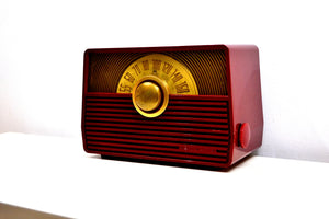 SOLD! - Jan 19, 2020 - Claret Red 1952 RCA Victor Model 1-X-56 AM Tube Radio Great Sounding! - [product_type} - RCA Victor - Retro Radio Farm