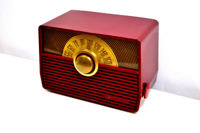 SOLD! - Jan 19, 2020 - Claret Red 1952 RCA Victor Model 1-X-56 AM Tube Radio Great Sounding!