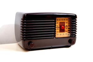 SOLD! - Sept 25, 2019 - Marbled Brown Bakelite Vintage 1946 Philco Transitone 46-200 AM Radio Drop Dead Mint! - [product_type} - Philco - Retro Radio Farm