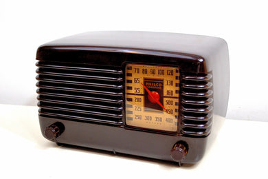売れました！ - 2019 年 9 月 25 日 - マーブルブラウン ベークライト ヴィンテージ 1946 Philco Transitone 46-200 AM ラジオ ドロップデッドミント!