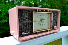 Load image into Gallery viewer, SOLD! - Sept 20, 2017 - PINK CHRYSANTHEMUM Mid Century Retro Vintage 1955 Sylvania R598-10895 Tube AM Clock Alarm Radio Upscale and Almost Mint! - [product_type} - Sylvania - Retro Radio Farm