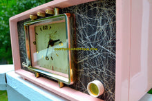 画像をギャラリービューアに読み込む, SOLD! - Sept 20, 2017 - PINK CHRYSANTHEMUM Mid Century Retro Vintage 1955 Sylvania R598-10895 Tube AM Clock Alarm Radio Upscale and Almost Mint! - [product_type} - Sylvania - Retro Radio Farm