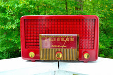 Load image into Gallery viewer, SOLD! - Sept 26, 2017 - CRANBERRY RED Mid Century Retro Vintage 1955 RCA Victor Model 5X-564 AM Tube Radio Great Sounding! - [product_type} - RCA Victor - Retro Radio Farm