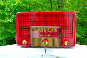 SOLD! - Sept 26, 2017 - CRANBERRY RED Mid Century Retro Vintage 1955 RCA Victor Model 5X-564 AM Tube Radio Great Sounding! - [product_type} - RCA Victor - Retro Radio Farm
