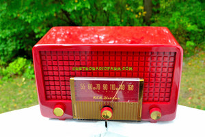 SOLD! - Sept 26, 2017 - CRANBERRY RED Mid Century Retro Vintage 1955 RCA Victor Model 5X-564 AM Tube Radio Great Sounding! - [product_type} - RCA Victor - Retro Radio Farm