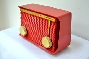 SOLD! - Nov 25, 2018 - BLUETOOTH MP3 Ready - Apple Red 1959 Motorola Model A1R-15 Tube AM Radio - [product_type} - Motorola - Retro Radio Farm