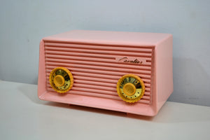 SOLD! - Dec 31, 2019 - Carnation Pink 1959 Cavalier Model 562 Vintage Tube AM Radio Collectors Delight!