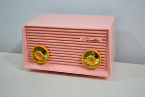 SOLD! - Dec 31, 2019 - Carnation Pink 1959 Cavalier Model 562 Vintage Tube AM Radio Collectors Delight! - [product_type} - Cavalier - Retro Radio Farm