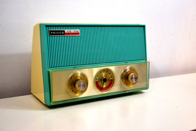 SOLD! - Sept 28, 2019 - Seafoam Turquoise and White 1963 Philco Model K914-124 Rare FM & AM Tube Radio Wow - What A Find!