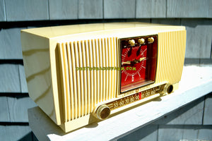 SOLD! - Nov 18, 2017 - BLUETOOTH MP3 READY Ivory Vanilla 1955 General Electric Model 573 Retro AM Clock Radio Works Great!
