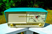 Charger l&#39;image dans la galerie, SOLD! - Nov 6, 2017 - AQUA and White Retro Jetsons 1956 RCA Victor 9-C-7LE Tube AM Clock Radio Totally Restored! - [product_type} - RCA Victor - Retro Radio Farm