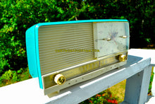 Load image into Gallery viewer, SOLD! - Nov 6, 2017 - AQUA and White Retro Jetsons 1956 RCA Victor 9-C-7LE Tube AM Clock Radio Totally Restored! - [product_type} - RCA Victor - Retro Radio Farm
