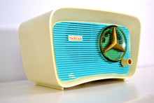 Load image into Gallery viewer, SOLD! - October 31, 2018 - Turquoise and White 1959 Travler Model T-204 AM Tube Radio Cute As A Button! - [product_type} - Travler - Retro Radio Farm