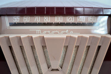 Load image into Gallery viewer, SOLD! - Nov. 6, 2019 - Bordeaux Burgundy 1949 Motorola Model 68X-11Q Vintage Tube AM Clock Radio Art Deco Classic! - [product_type} - Motorola - Retro Radio Farm