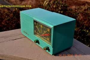 SOLD! - March 22, 2015 - MID CENTURY MARVEL Retro Jetsons Vintage Turquoise 1959 Airline DSE1625A AM Tube Radio Totally Restored! - [product_type} - Airline - Retro Radio Farm