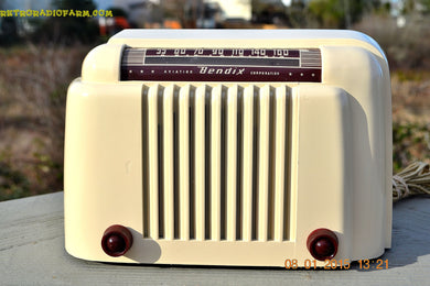 SOLD! - Jan 13, 2015 - SMART LOOKING 1947 Ivory Bendix Aviation Model 110W Bakelite AM Tube AM Radio WORKS!